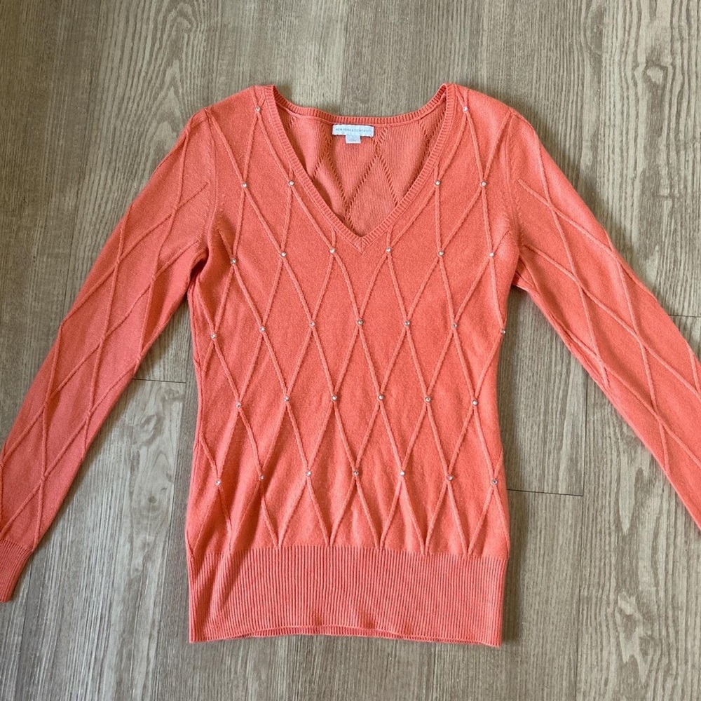 Salmon colored sweater with gems